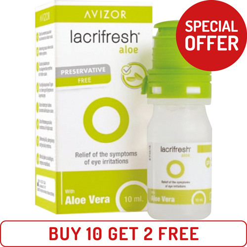 AVIZOR LACRIFRESH ALOE EYE DROPS 10ML BOTTLE