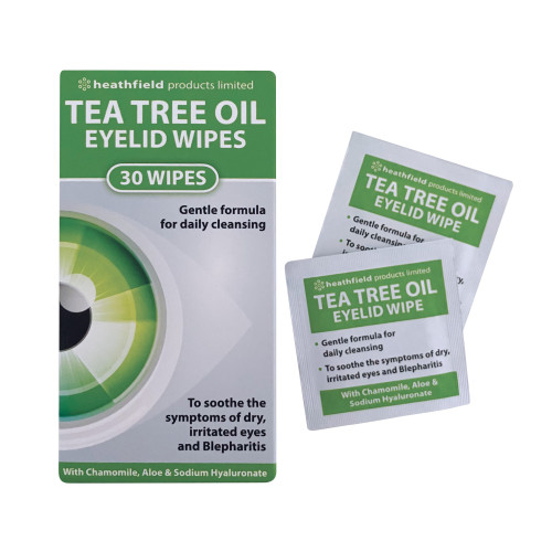 HEATHFIELD TEA TREE EYELID WIPES 30PK