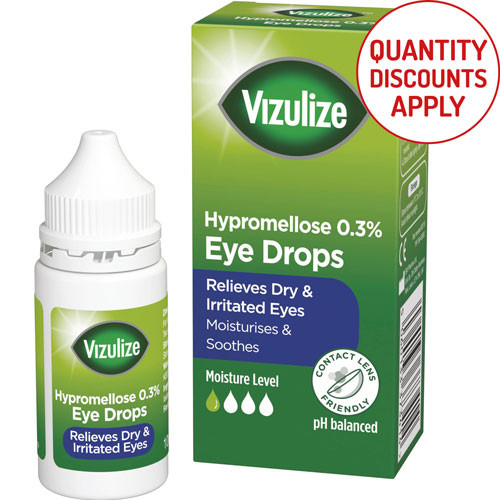 VIZULIZE HYPROMELLOSE 0.3% EYE DROPS 10ML BOTTLE