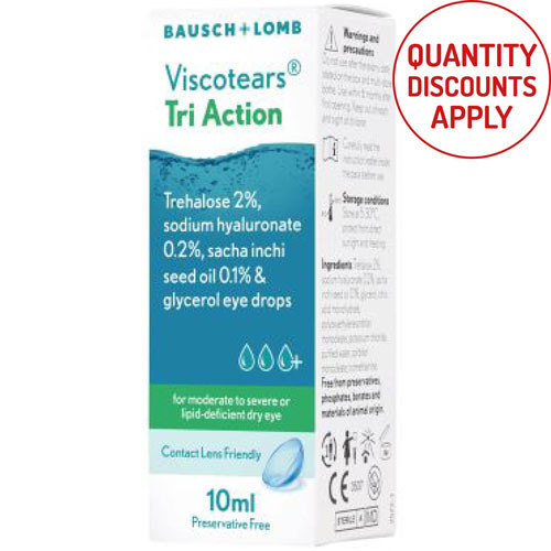 VISCOTEARS TRI ACTION EYE DROPS 10ML BOTTLE