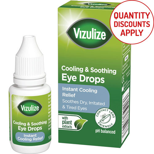 VIZULIZE COOLING AND SOOTHING EYE DROPS 10ML BOTTLE